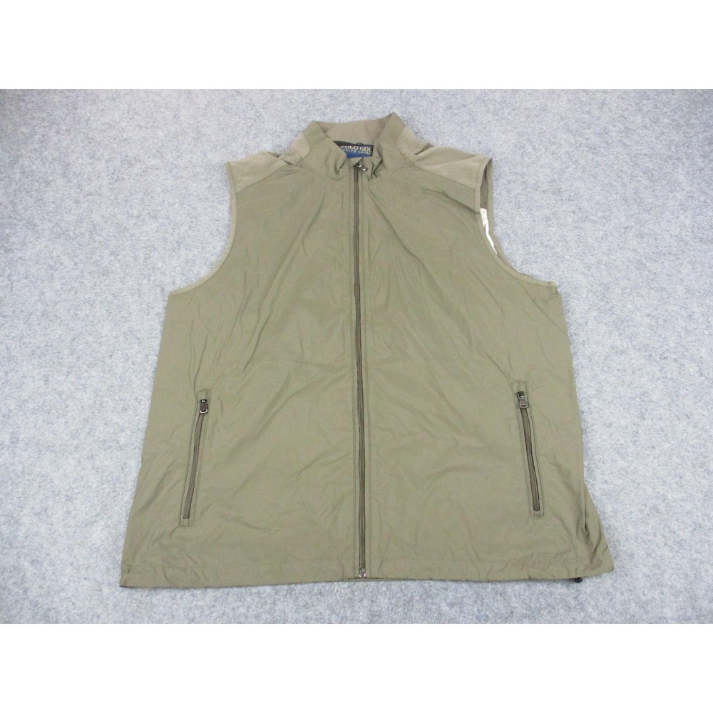 Polo Ralph Lauren Vest Mens Large Brown Windbreaker Water Resistant Golf Zip Up